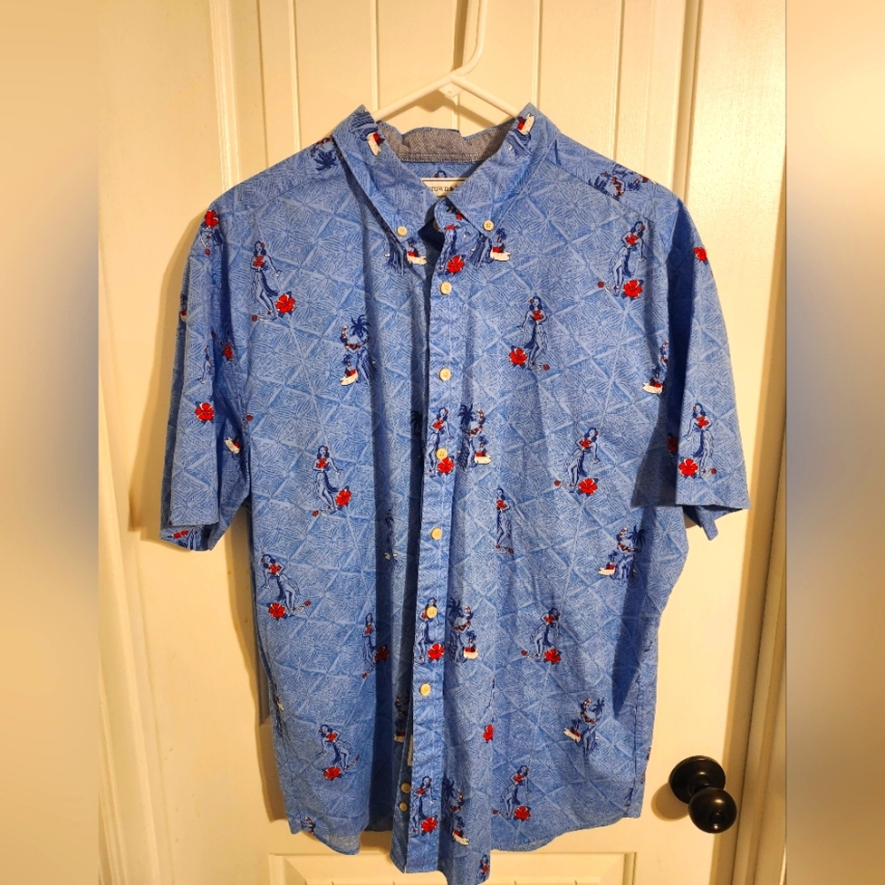 Crown & Ivy Blue Patterned Men's Shirt Size: XL